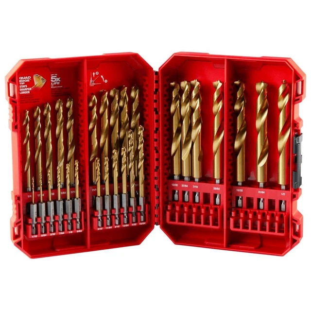 Milwaukee Shockwave Impact Duty Red Helix Titanium Drill Bit Set 29Pc