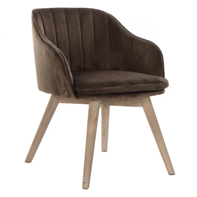 SEDIA POLTRONA VINTAGE VELLUTO MARRONE 56X55H70 RETRO' Mobili studio etnici