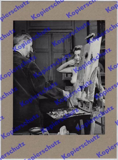 orig. Fotodruck Maler Jean-Gabriel Domergue Atelier Aktmodell Erotik Paris 1950