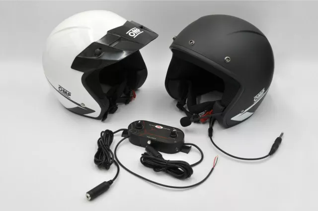 OMP 2 Persons Open Helmet Star J + Intercom Set Rally Track Day Co-Driver S-XXL