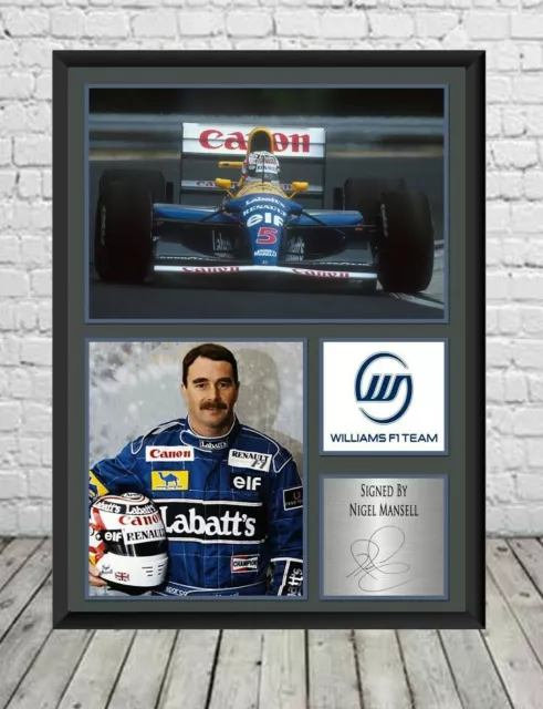 Nigel Mansell Signed Photo Print Poster Williams Formula One Memorabilia