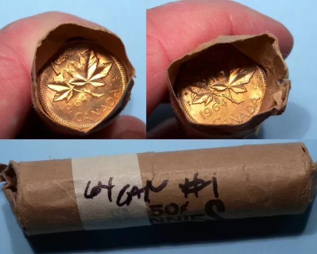 1964 Canada Maple Leaf Cent Roll Top Quality #1 #68-49