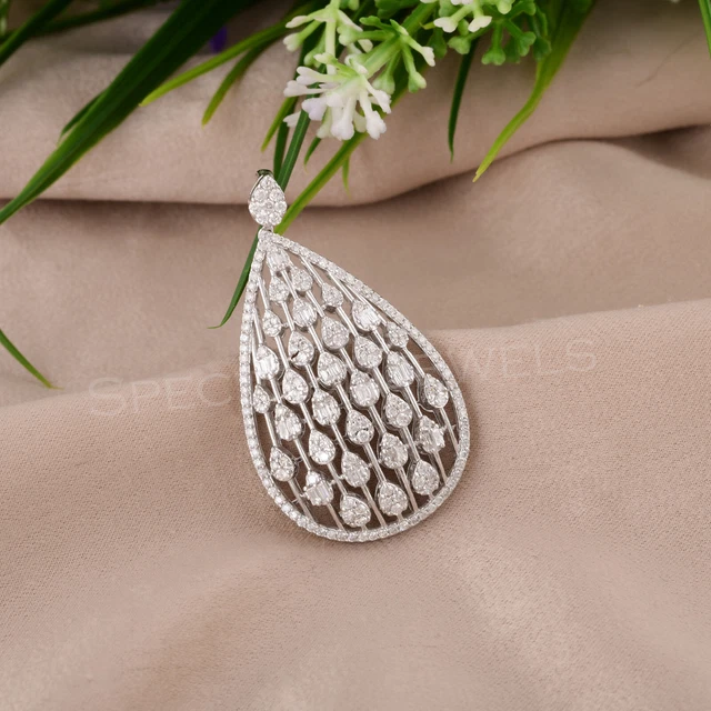 Pendentif Papillon En Or 14K - Serti De Diamants 1.12 Ct (Ronds, Poires, Marquises) - Neuf Jisha