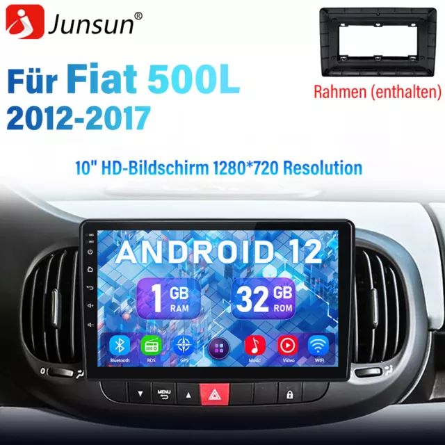 1+32G Android 12 10" Autoradio Quad Kern Für Fiat 500L 2012-2017 GPS Navi BT DAB