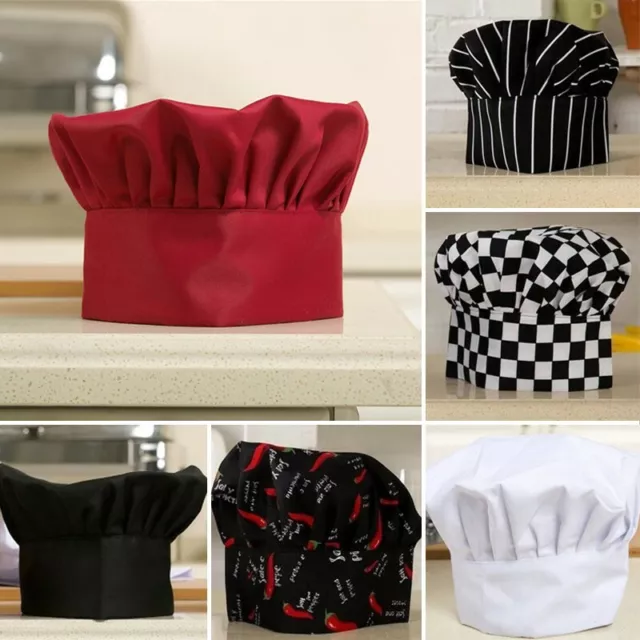 NEW Elastic Chef Hat Party Kitchen Baking Cooking Costume Cap For Adult Kids