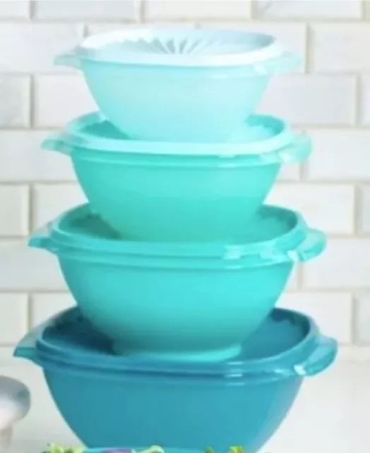  Tupperware Classic Servalier Bowl Set in Shades of Blue and  Aqua : Home & Kitchen