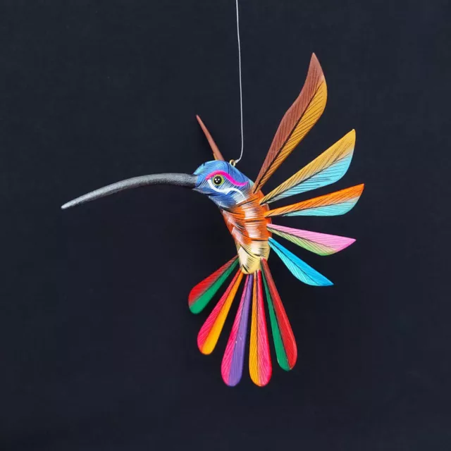 Nice Oaxacan Wood Carving Hanging Hummingbird Alebrije. Mexican Folk Art.