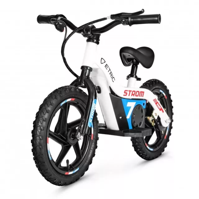Bicicleta electrica Strom 14" 100w bateria de 24v infantil color blanco y negro