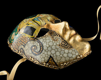 Mask from Venice Volto Face Paper Mache the Kiss Inspired Per Klimt 1768 3