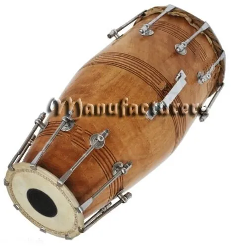 Wooden Musical Dholak Naal Bolt Brown Instrument Drum With Carry Bag PRS