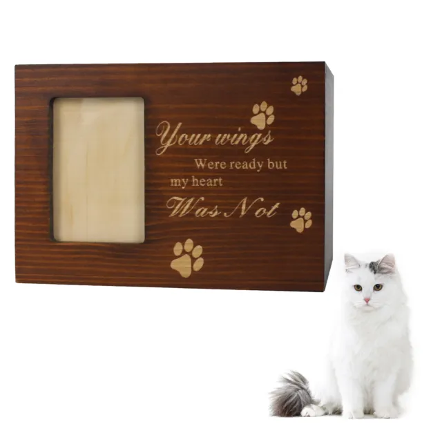 Wooden Pet Memorial Urn for Ashes with Photo Frame Cat / Dog Memory Box Keepsake