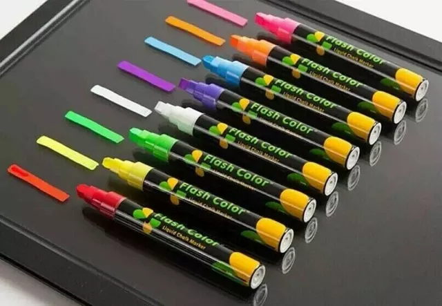 Chalk Pens White & Coloured Liquid Marker Art Blackboard Black Signs Chalk Board