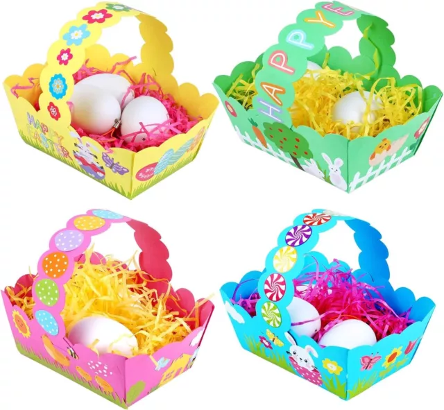 HOWAF DIY Easter Basket for Kids Crafts, 12 Pack Easter Card Basket with Sticker