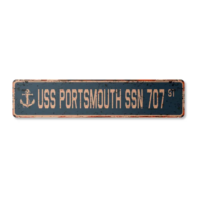 USS PORTSMOUTH SSN 707 Vintage Street Sign us navy ship veteran sailor rustic