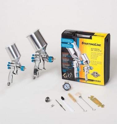 Devilbiss 802342 StartingLine HVLP 2-Gun Painting & Touch Up Kit 1.3 1.0 1.8 Tip