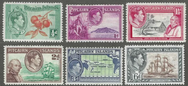 Pitcairn Islands. 1940-51 KGVI. 6 MH Values to 6d. SG 1etc