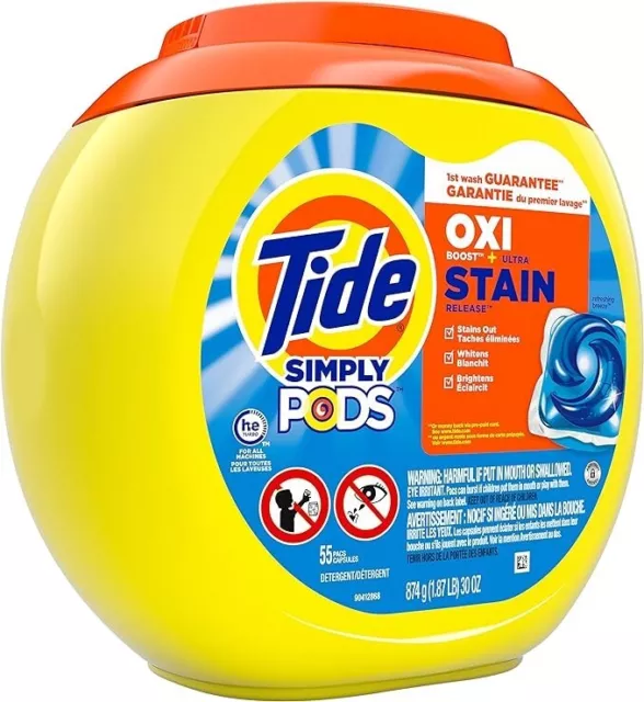 Tide Simply Pods+Oxi Liquid Laundry Detergent Pacs | 55 Count, 33 ounces