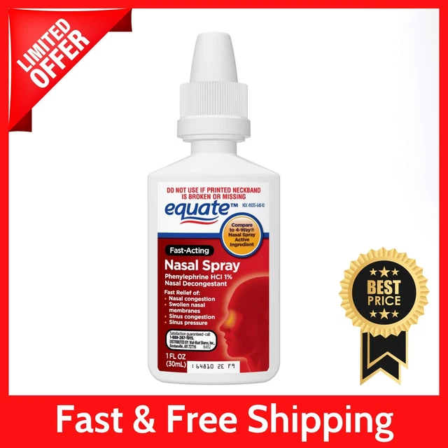 EQUATE NASAL FOUR Nasal Spray, Fast Acting Nasal Decongestant, 1 Fl. Oz