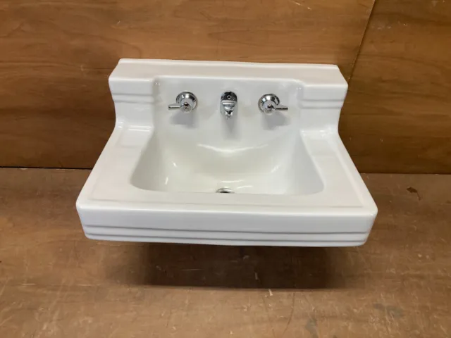 Vtg Mid Century White Porcelain Toilet Tank Lid Bowl Old Deco Standard  192-22E