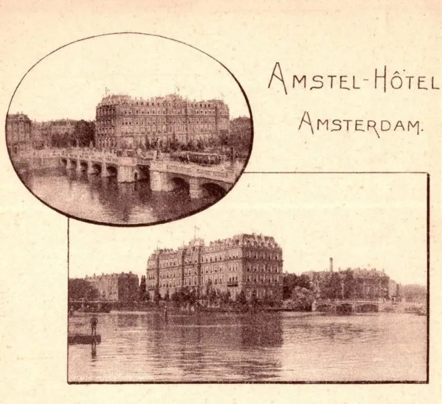 Amsterdam Amstel Hotel Old 1900s Undivided Back Netherlands Postcard Multi View