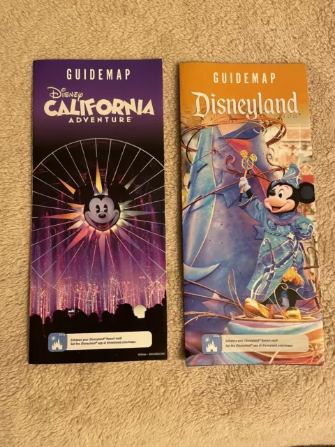 2 NEW Disneyland Park Anaheim CA California Adventure 2023 Maps English June MAY