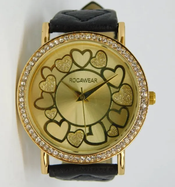 Rocawear Hearts Dial Crystals Bezel Quartz Analog Women's Watch NO BATTERY