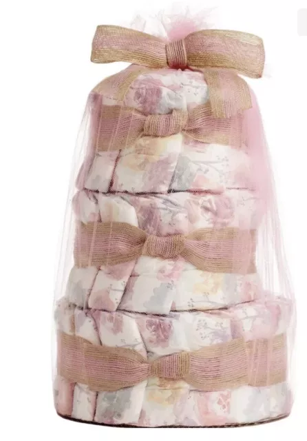 NWT Honest Company Diaper Cake Center Piece Girls Baby Nursery Shower Gift Sz 1