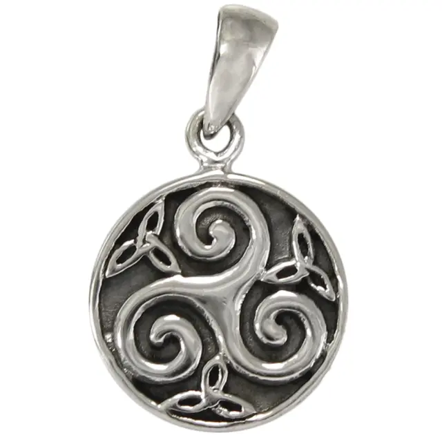Sterling Silver Celtic Knot Triskele Triskelion Pendant Jewelry Irish Knotwork