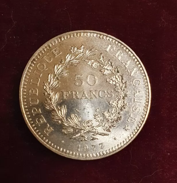 Frankreich 50 Francs 1977 FRANCE Pièce Hercule en argent Silbermünze #A31
