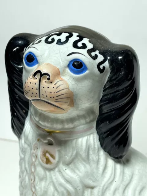 Vintage Staffordshire Spaniel Dog Figurine - Repaired Paw