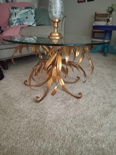 Italian Gilt Metal Floral Coffee Table