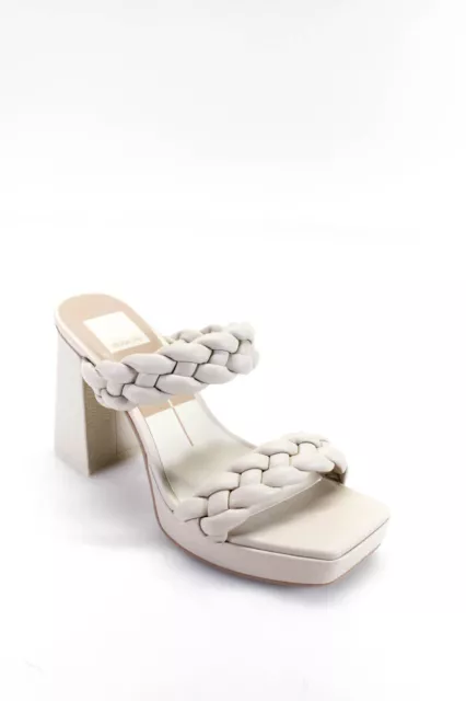 Dolce Vita Womens Faux Leather Woven Strappy Platform Heels Ivory White Size 6.5