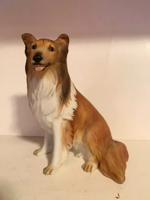 Vintage HOMCO Home Interiors Large Collie  Dog Figurine 8 in. 1986 MINT