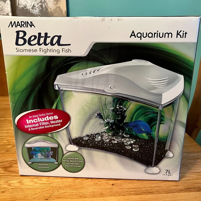 Marina Betta Siamese Fighter 7L Aquarium Fish Tank with Filter Heater Background