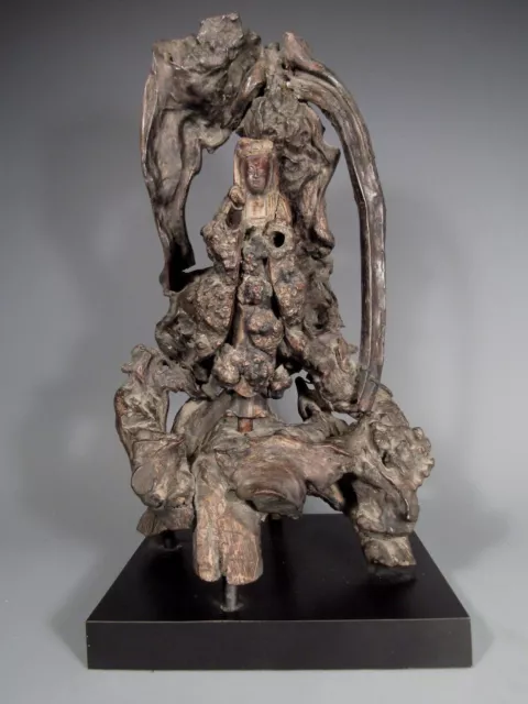 Fine Old China Chinese Rootwood Carved Guanyin Kwanyin ca. 19th century