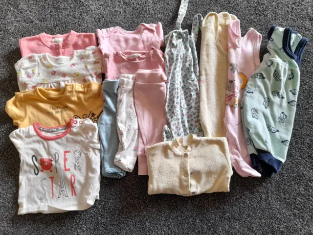 Bundle Girls Clothes 0 - 3 months x 14 items Leggings Tops Outfits All in Ones
