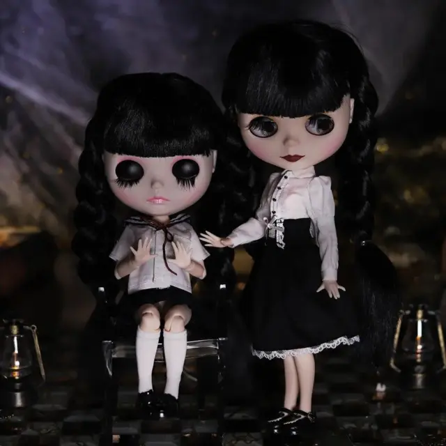 Nude Blythe Doll from Factory 12" Jointed Body Matte Face White Skin Black Hair