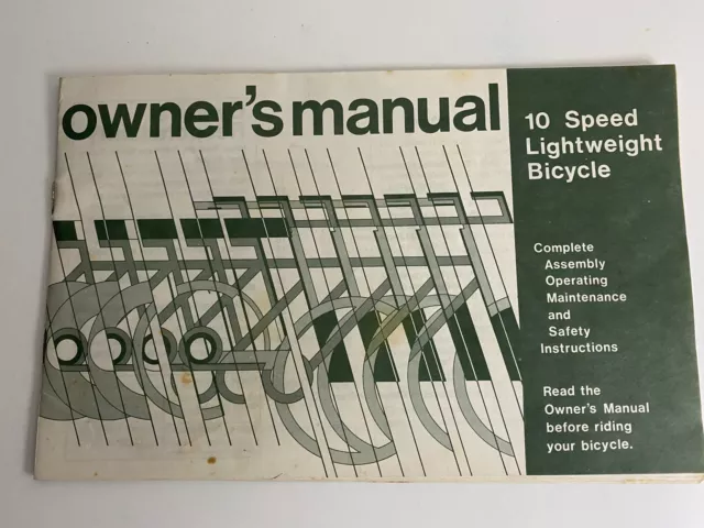 Vintage Owner’s Manual 10 speed lightweight bicycle