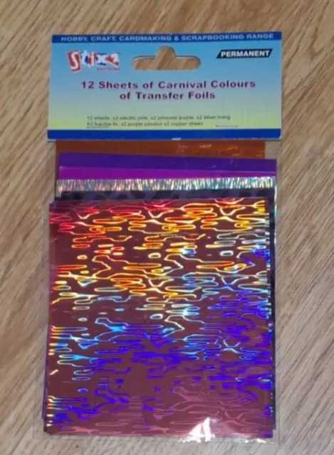 STIX 2 ANYTHING    12 Sheets of Carnival Colours of Transfer Foils       NEW