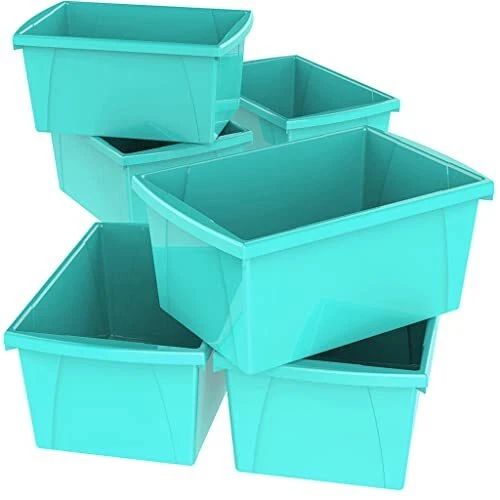 Storex 5.5 Gallon Storage Bin – Plastic Classroom Organizer for Books and Sup...