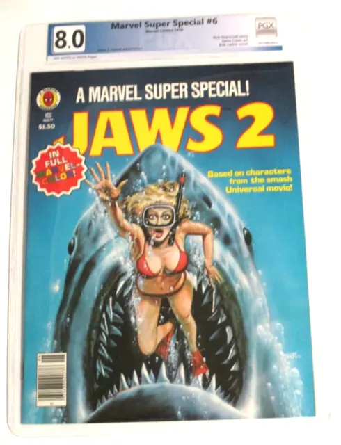 Marvel Super Special #6 Jaws 2 Cover Kiss Gene Back  Pgx Graded 8.0 Free Cgc Bag