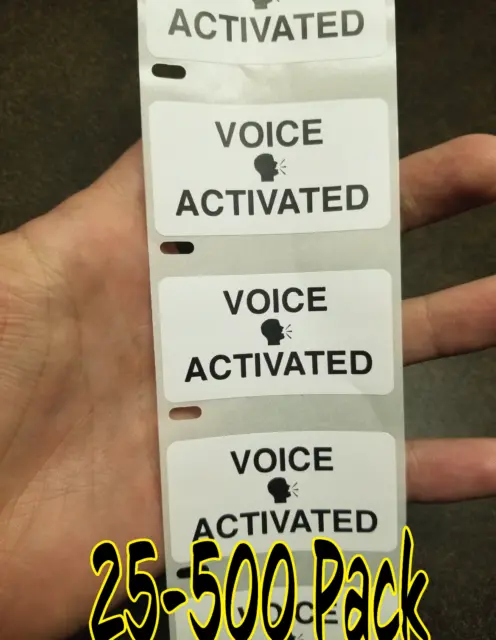 "VOICE ACTIVATED" 25-1000 Pack Stickers Gag prank sticker