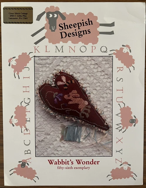 Sheepish Design Wabbit Wonder Stitch Chart Primitive Floral Rabbit