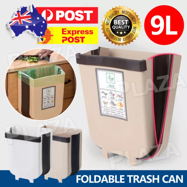 Collapsible Waste Garbage Bin Hanging Folding Trash Can Kitchen Cabinet Drawer