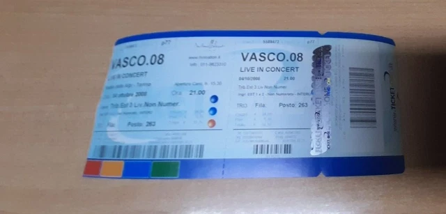 Biglietto Concerto VASCO ROSSI Vasco 08 Live in Concert,TORINO,04/10/2008
