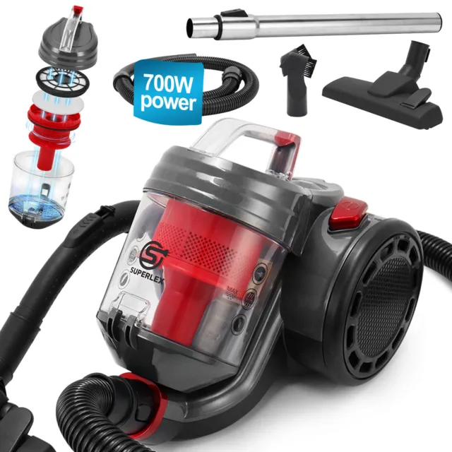 2L Bagless Cylinder Vacuum Cleaner 700W Compact & Lightweight Compact Lite Vac✅