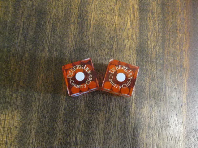 Red See-Thru Numbered Desert Inn ~ County Club Casino Dice W/Green-Leaves #9324