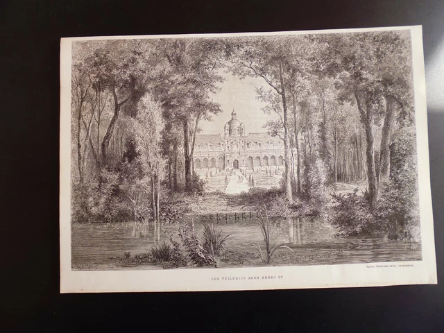 gravure  19°: les tuileries sous Henri IV par D.Lancelot