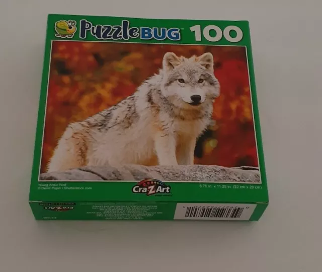 100 pieces PuzzleBug jigsaw puzzle_ Young Arctic Wolf -  8.75"x 11.25"  New