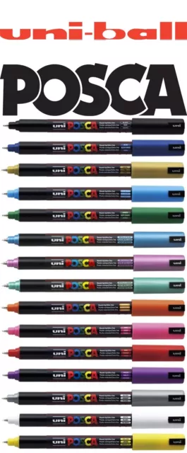 Uni-Ball POSCA Marker Pen Ultra-Fine PC-1MR Tip 15 Colours SINGLES / 12 PACKS